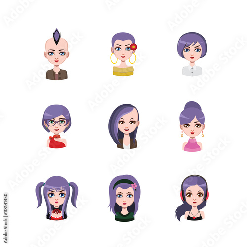 Women avatar with violet hair #3