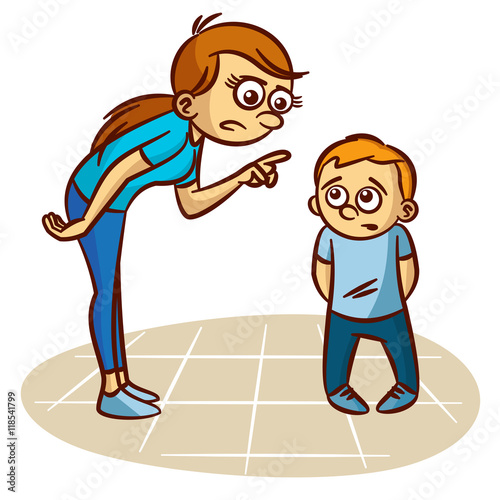 Mother scolds the child