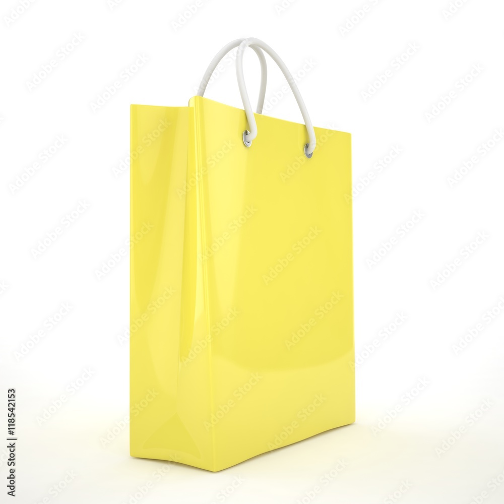 Paper Shopping Bag isolated on white background. 3d rendering. Paper Shopping Bag isolated on white background. 3d rendering.