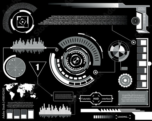 Abstract future, concept vector futuristic blue virtual graphic touch user interface HUD. For web, site, mobile applications isolated on black background, techno, online design, business, gui, ui.