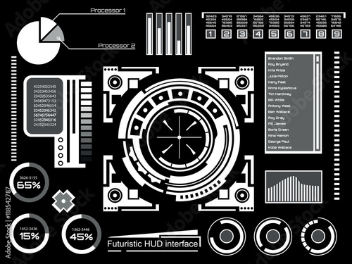 Abstract future, concept vector futuristic blue virtual graphic touch user interface HUD. For web, site, mobile applications isolated on black background, techno, online design, business, gui, ui.