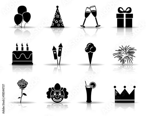 Geburtstag Iconset - Schwarz (Schatten)