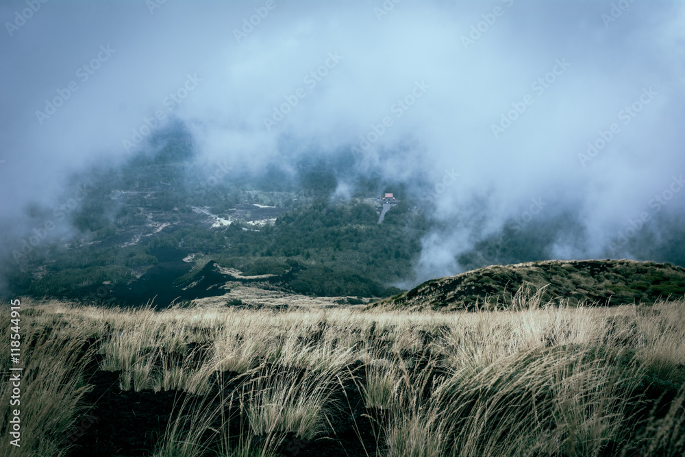 The force of nature: fog in a volcanic landscape