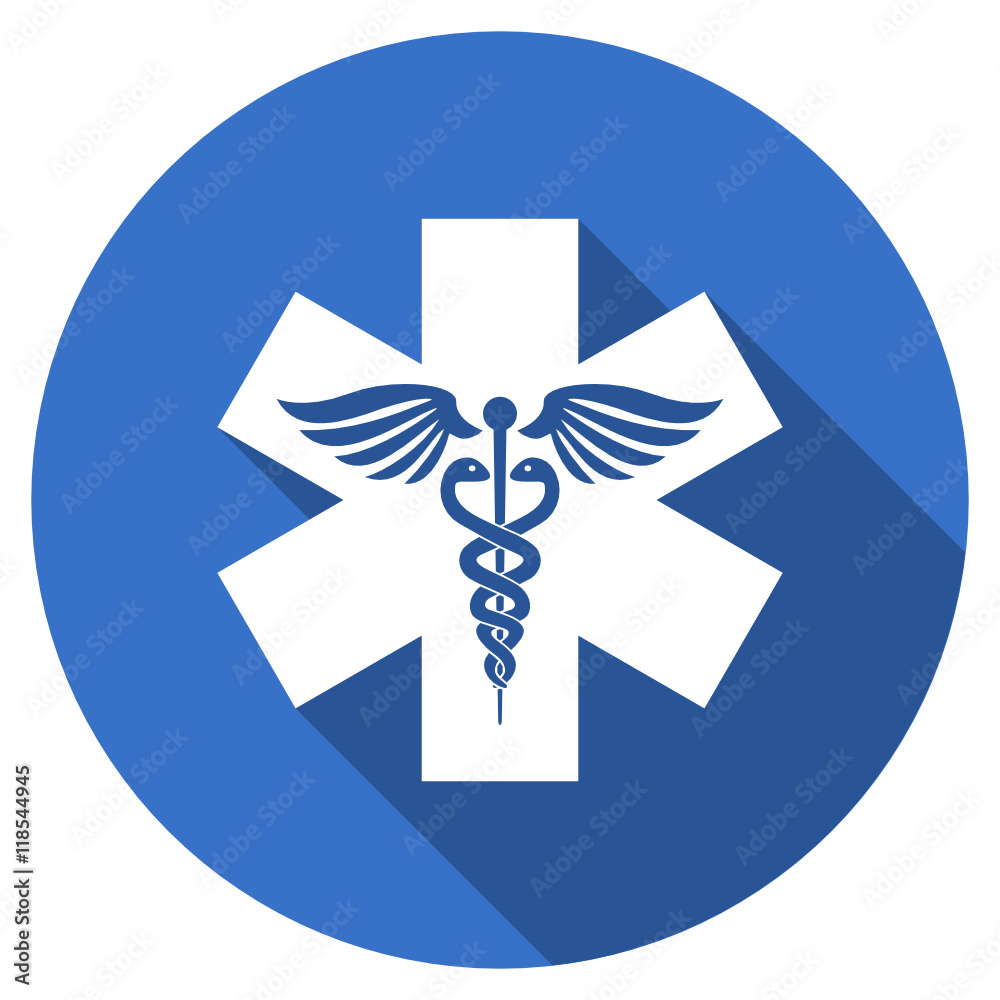 Flat design blue round web emergency vector icon Flat design blue round web emergency vector icon
