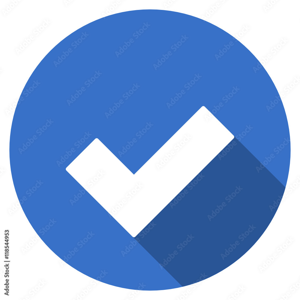 Flat design blue round web check vector icon Flat design blue round web check vector icon