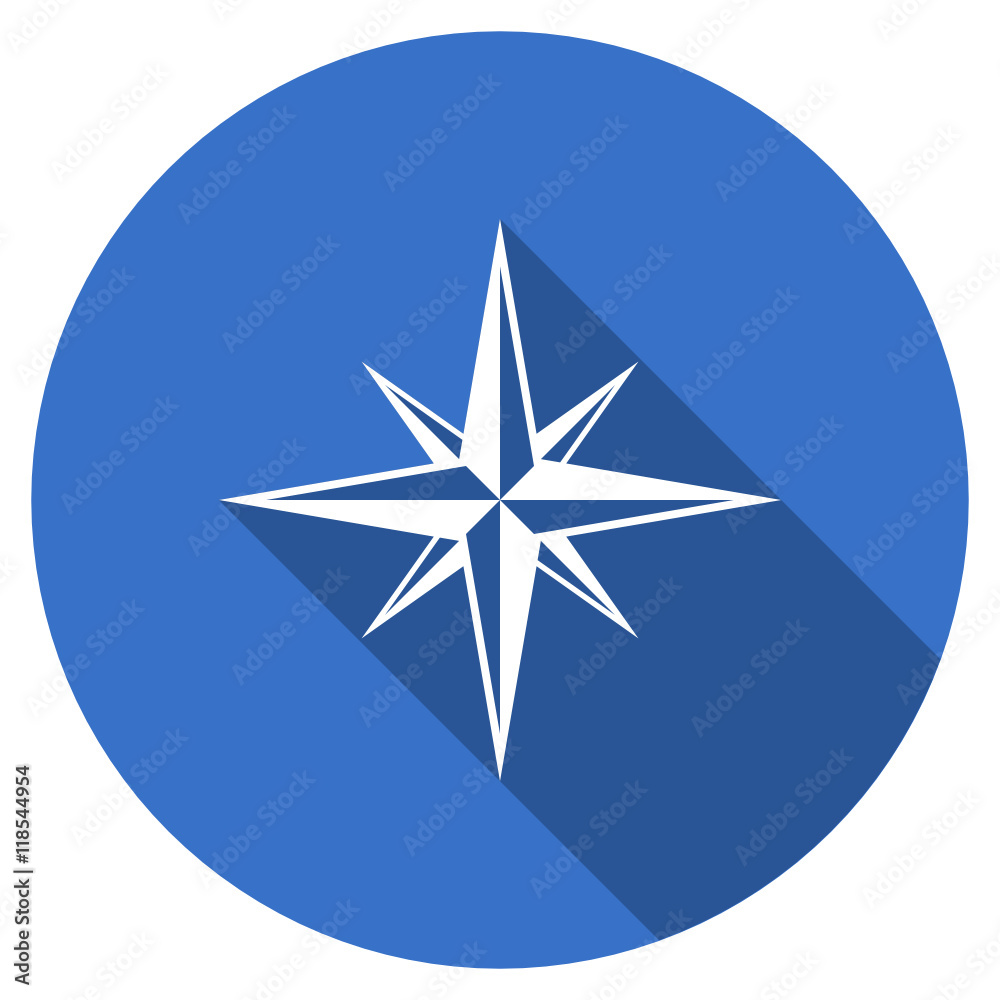 Flat design blue round web compass vector icon Flat design blue round web compass vector icon
