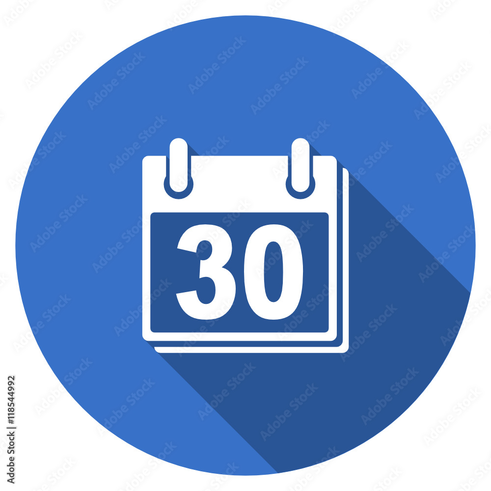 Flat design blue round web calendar vector icon Flat design blue round web calendar vector icon