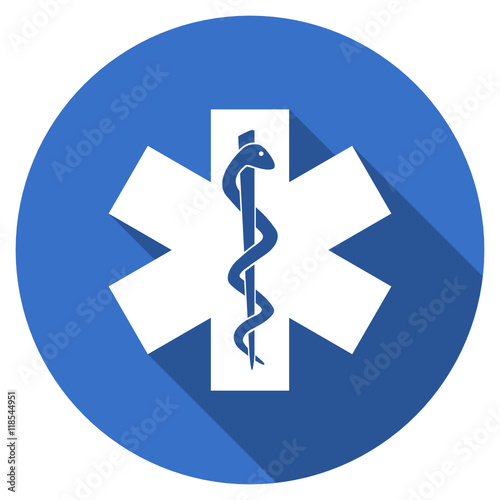 Flat design blue round web emergency vector icon