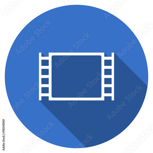 Flat design blue round web movie vector icon