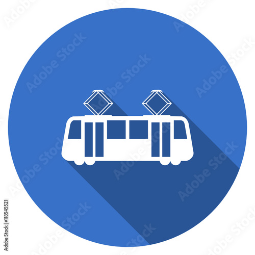 Flat design blue web tramway vector icon
