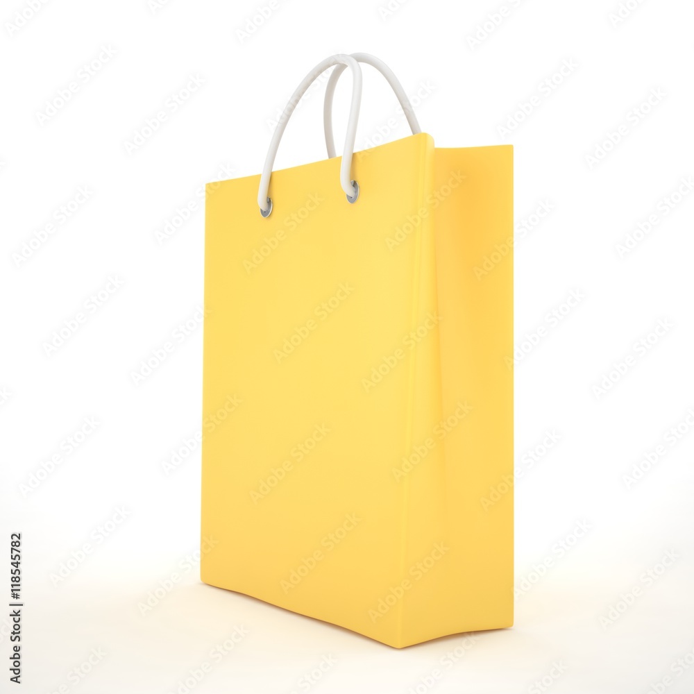 Paper Shopping Bag isolated on white background. 3d rendering. Paper Shopping Bag isolated on white background. 3d rendering.