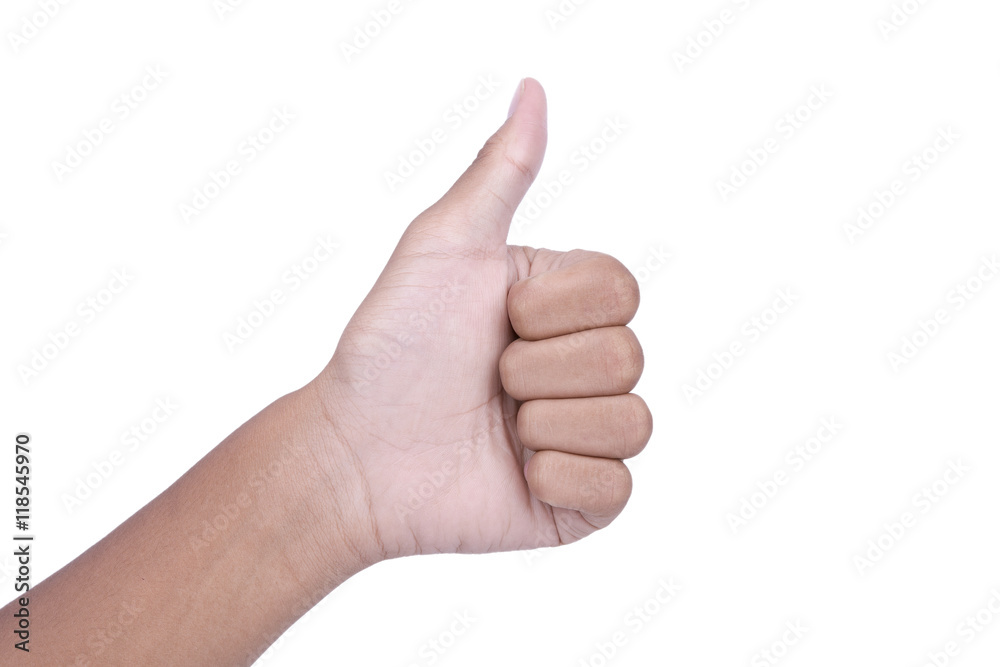 hand showing thumbs up isolated on white background hand showing thumbs up isolated on white background