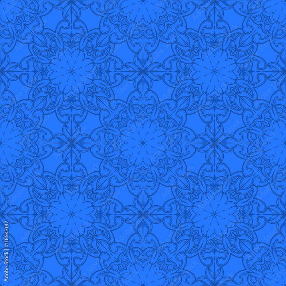 Seamless decorative pattern. Ornament with mosaic elements