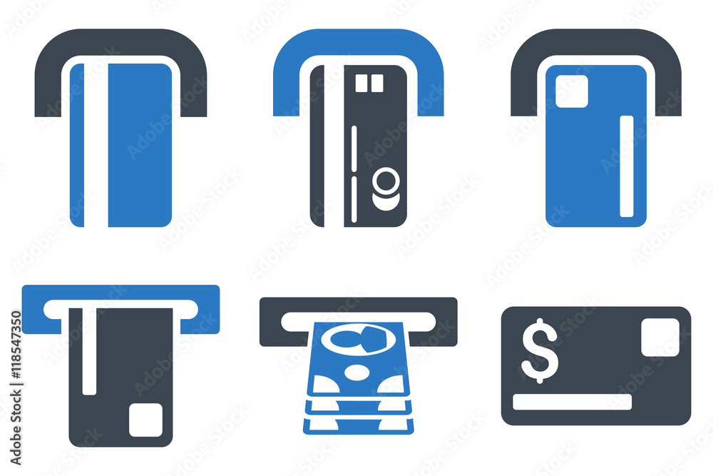 Payment Terminal vector icons. Icon style is bicolor smooth blue flat ...