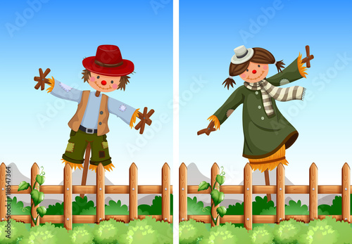 Scarecrows in the field