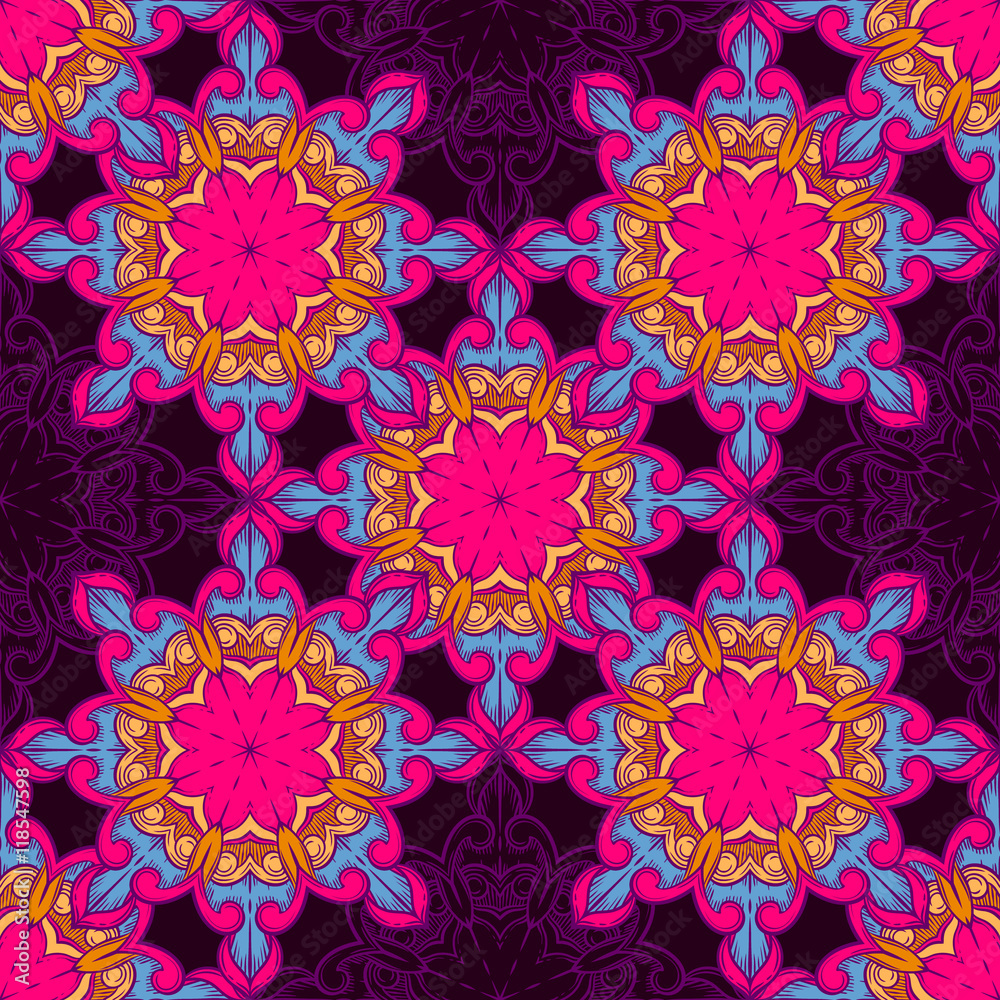 Seamless decorative pattern. Ornament with mosaic elements Seamless decorative pattern. Ornament with mosaic elements