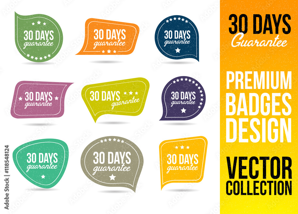 30 Days Guarantee Logo Badge and Emblem in Flat Design Style.