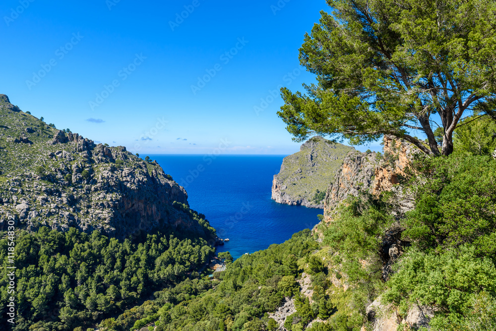 Port de Sa Calobra - beautiful coast street and landscape of  Mallorca, Spain