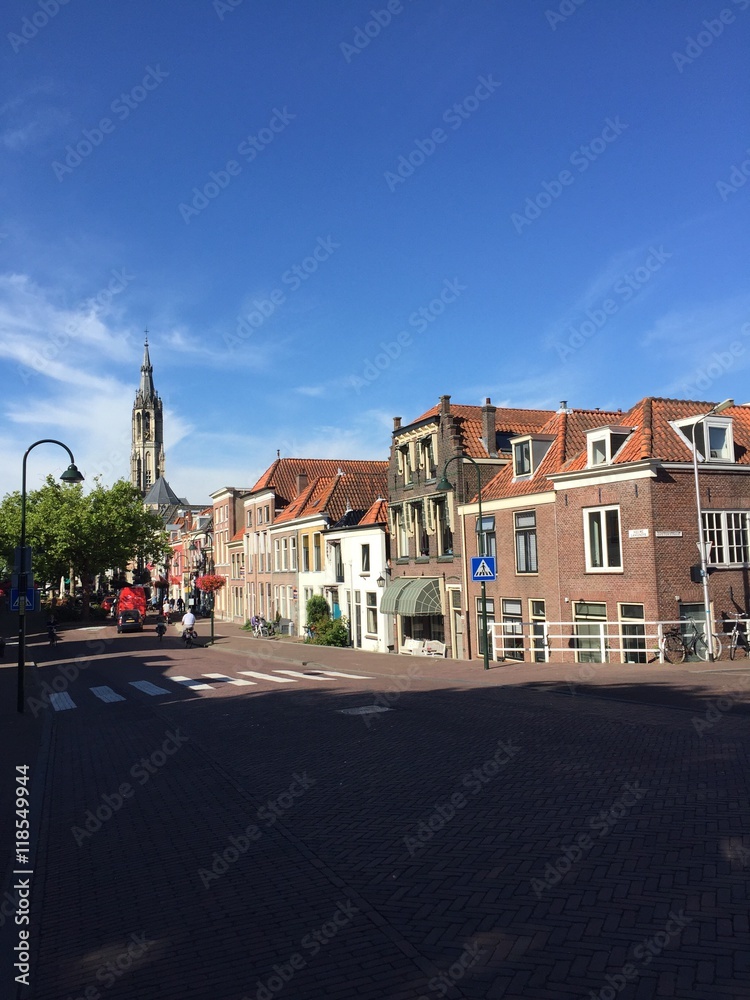 Vista di Delft con la Cattedrale, Olanda