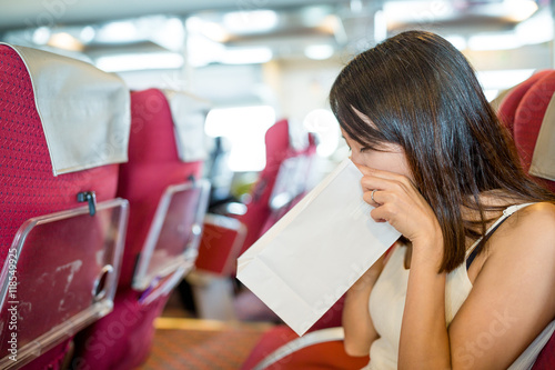 Foto Woman suffer form seasick and vomit