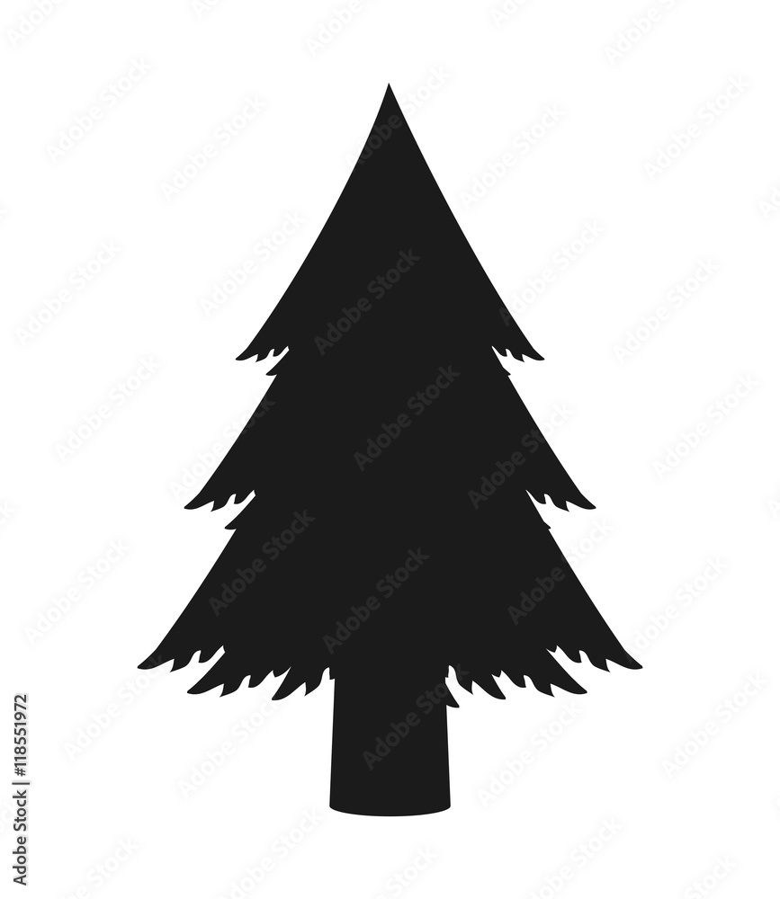 Obraz premium flat design christmas tree silhouette icon vector illustration