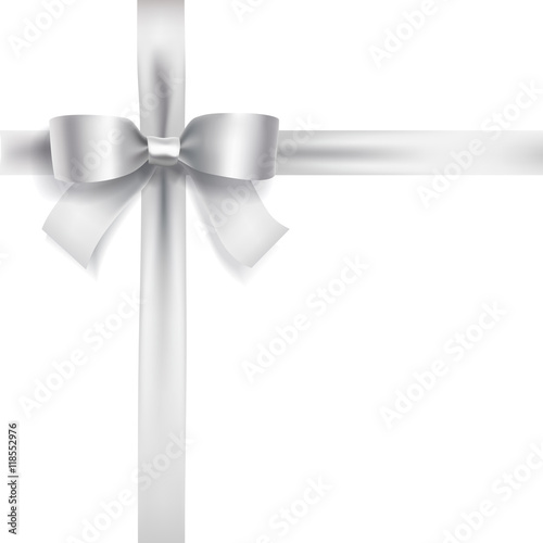 silver bow knot on white. vector