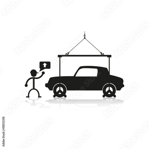Loading crane car. Vector illustration.
