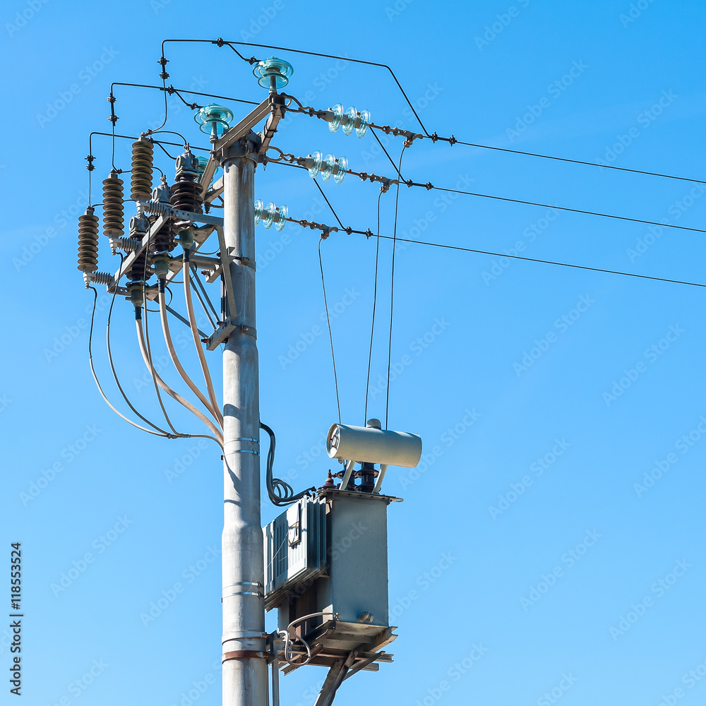 Electrical transformer to electrical pylon Electrical transformer to electrical pylon