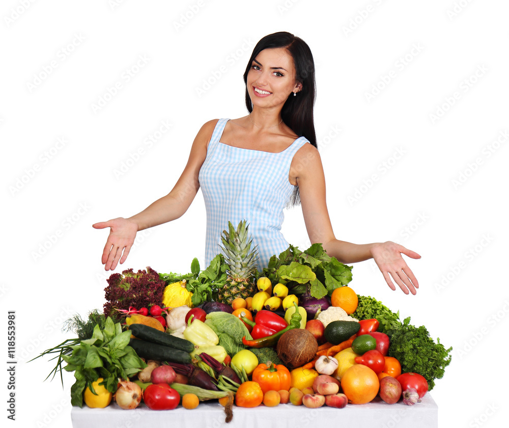woman offers fruits and vegetables woman offers fruits and vegetables