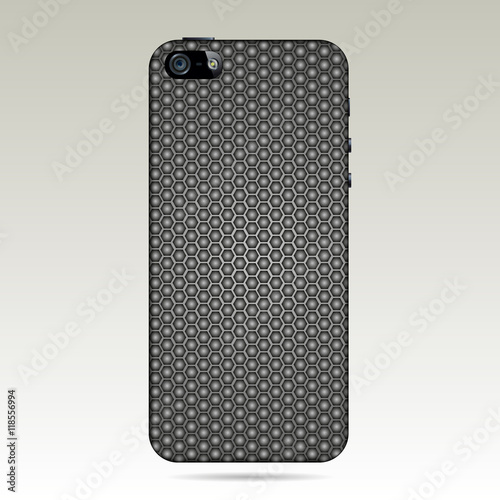 Vector carbon back cover smartphone. vector illustration