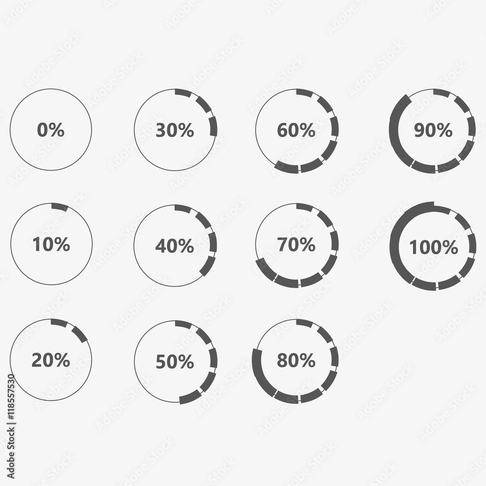 Progress loading bar. Flat style vector. Set of ten Progress loading bar. Flat style vector. Set of ten