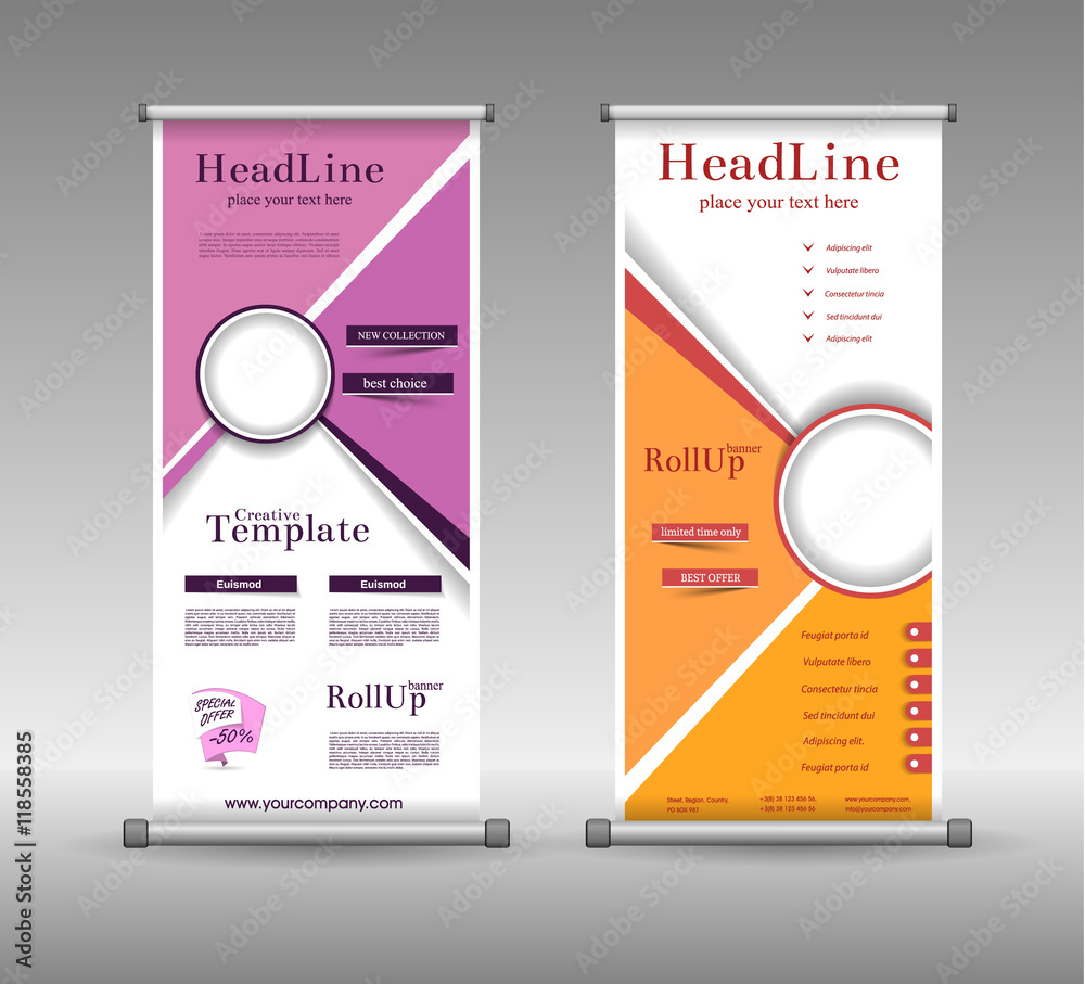 Roll Up Banner Abstract Geometric Colourful Design, Advertising
