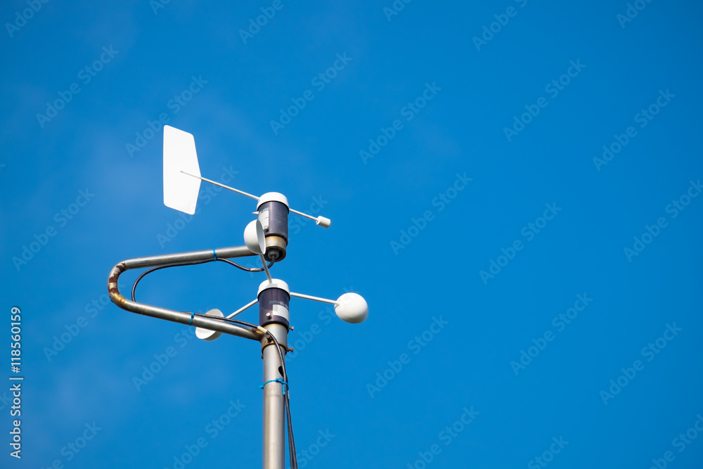Weather station against blur sky with copyspace