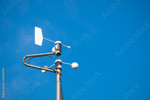 Weather station against blur sky with copyspace