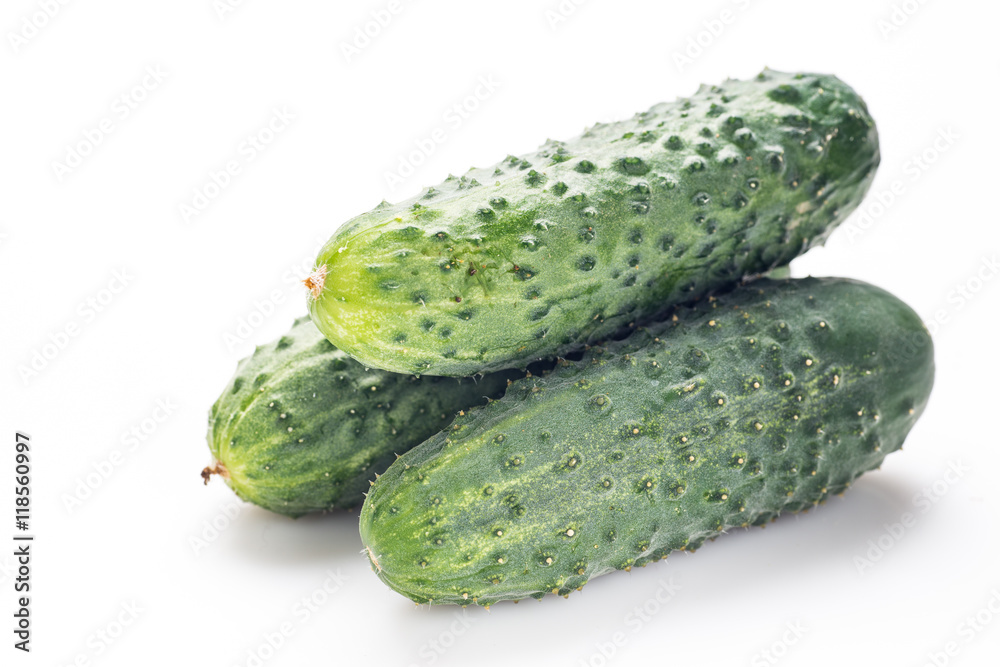 Fresh cucumbers isolated on white background Fresh cucumbers isolated on white background