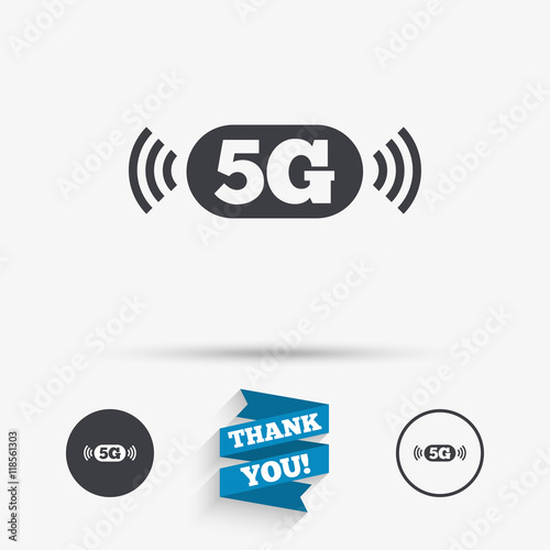 5G sign. Mobile telecommunications technology.