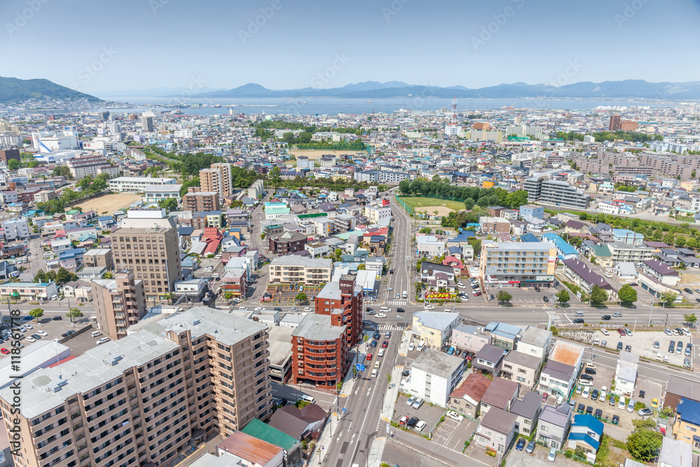 Landscape Hakodate city view from Goryokaku tower.