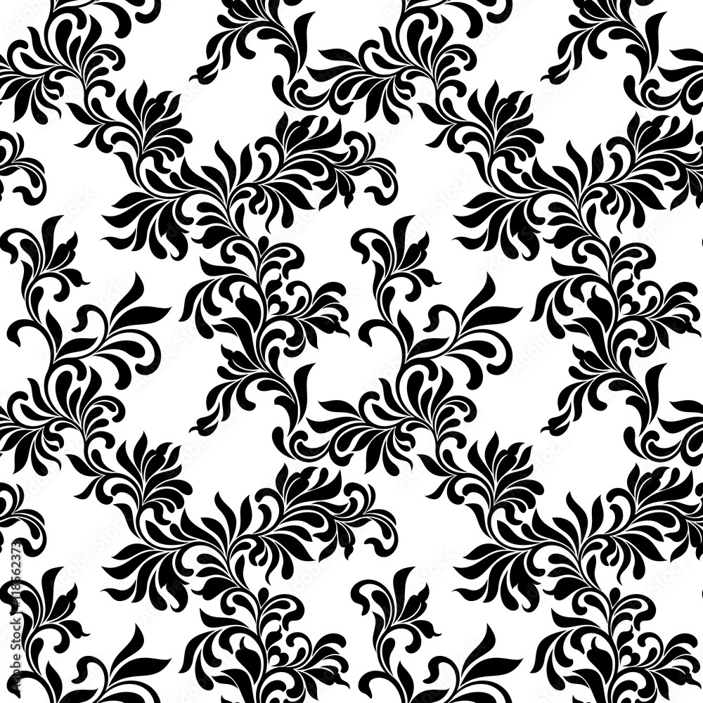 Seamless pattern. Tracery of floral abstract element on a white background. Vintage style. The pattern can be used for printing on textiles, wallpaper, packaging Seamless pattern. Tracery of floral abstract element on a white background. Vintage style. The pattern can be used for printing on textiles, wallpaper, packaging