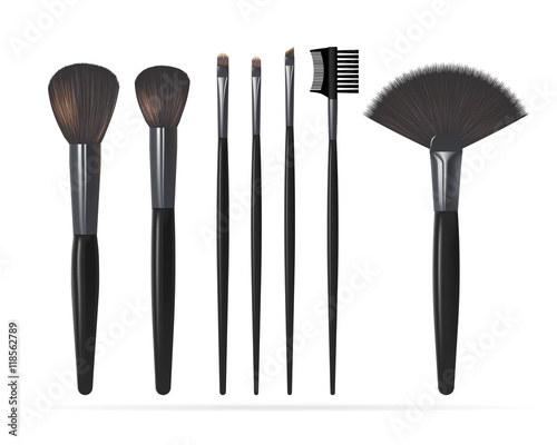 Set of Realistic Make Up Brushes. Vector illustration