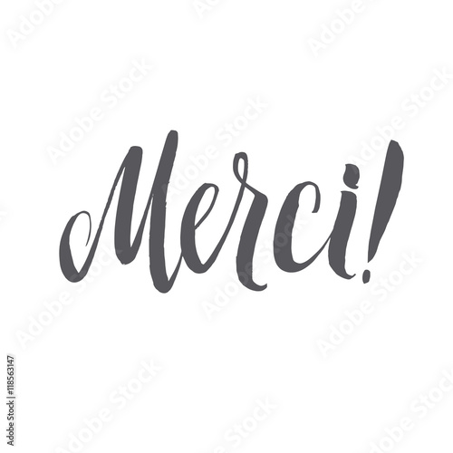 Thank You French Language Vector Lettering