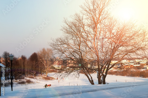 Photography city footpath winter