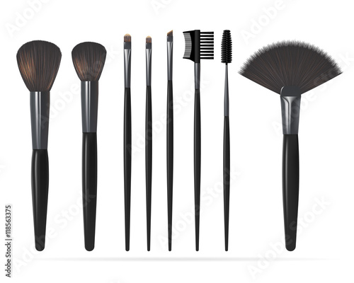 Set of Realistic Make Up Brushes. Vector illustration