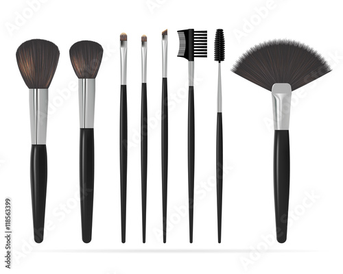 Set of Realistic Make Up Brushes. Vector illustration