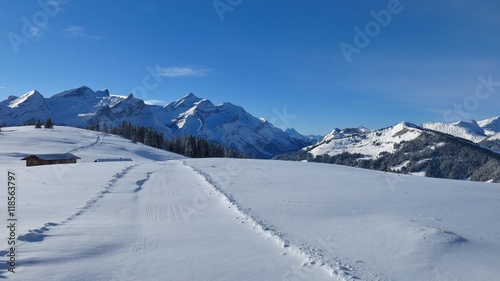 Winter hiking and sledging trail on Mt Wispile © u.perreten