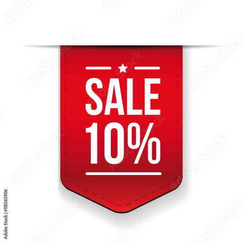 Sale 10% off banner red ribon