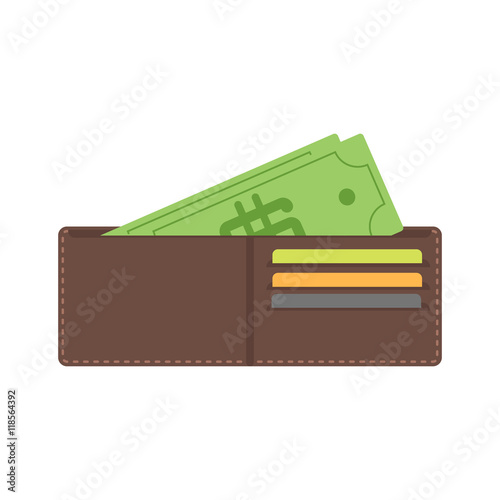 Money in wallet flat vector design for business and finance.