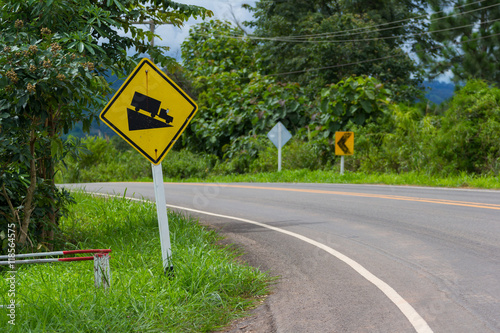road steep warning signboard