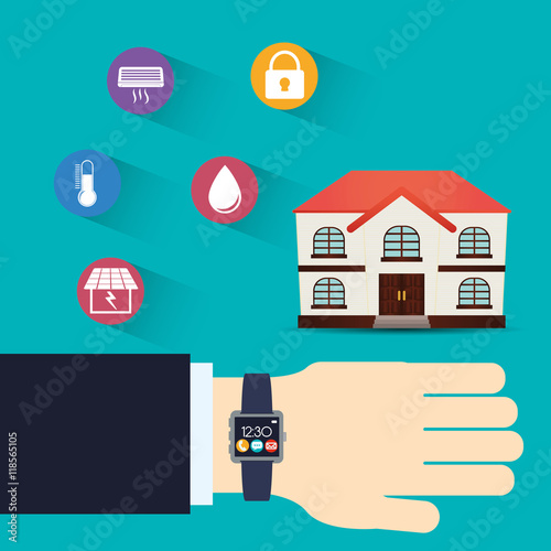 watch smart house home technology app icon set. Flat and Colorful illustration. Vector illustration