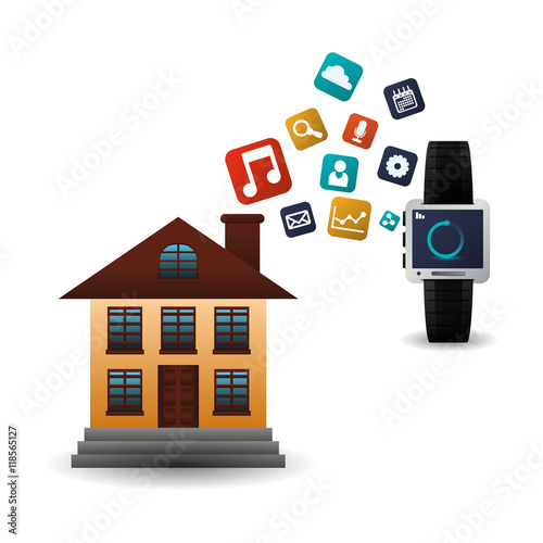 watch smart house home technology app icon set. Flat and Colorful illustration. Vector illustration