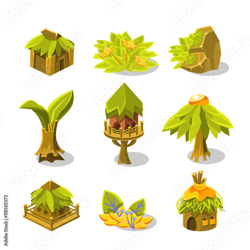 Video Game Tropical Jungle Design Collection Of Icon